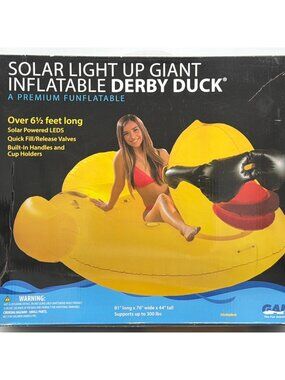 Solar Light-Up Giant Inflatable Derby Duck With LED Lights 81"x76"x44" Heavy-Dut
